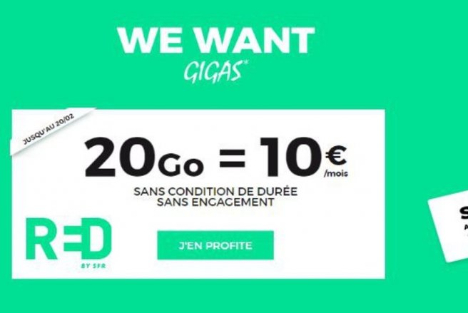 RED by SFR vient de multiplier par 20 la data de son forfait 1Go à 10 € - DR.